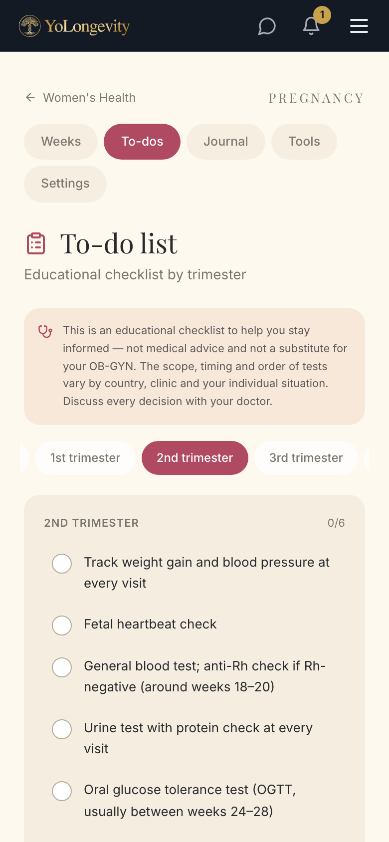 Trimester to-dos